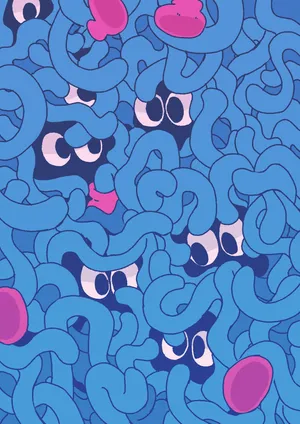 Swirly Blue Tangela Pattern Wallpaper