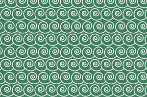 Swirly Green Japanese Waves Wallpaper