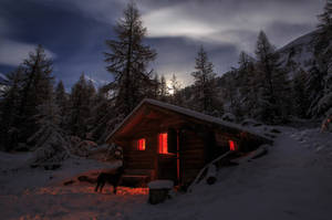 Swiss Alps Cabin Wallpaper