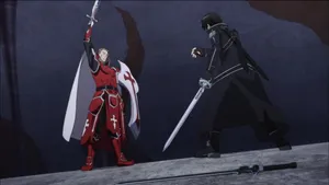 Sword Art Online Duel Between Heathcliffand Kirito Wallpaper