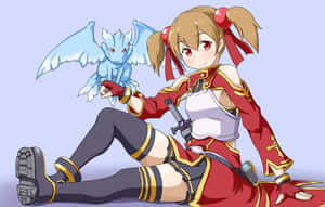Sword Art Online's Silica - A Young Beast-tamer Ready For Adventure Wallpaper