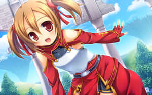 Sword Art Online's Silica With Her Pet Pina Wallpaper