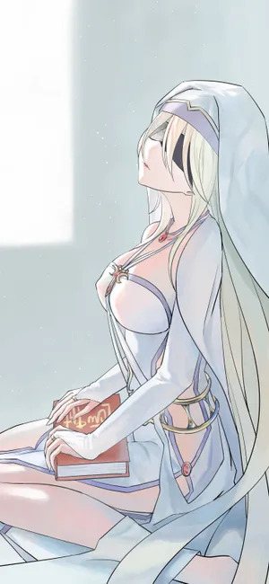 Sword Maiden Contemplative Pose Wallpaper