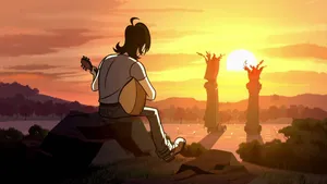 Sym Bionic Titan Sunset Guitar Serenade Wallpaper