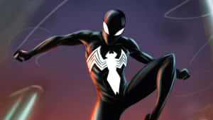 Symbiote Spider Manin Action Wallpaper