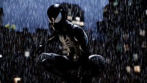 Symbiote Spider Manin Rain Wallpaper