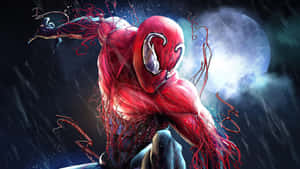 Symbiote Spider Manin Rain Wallpaper