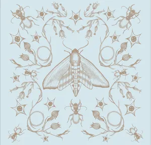 Symmetrical Mothand Floral Pattern Wallpaper