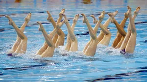 Synchronized Swimming Upside Down Pose Wallpaper