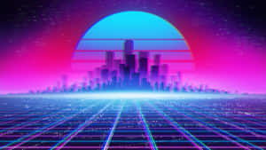 Synthwave City Buildings Silhouette Wallpaper