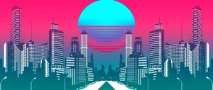 Synthwave City Digital Art Wallpaper