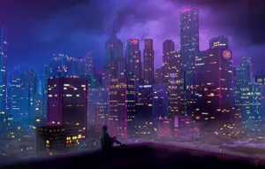 Synthwave City Lit Up Wallpaper