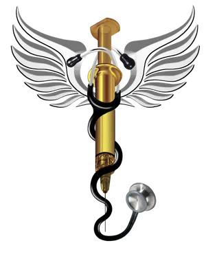 Syringe And Stethoscope Medical Logo Wallpaper