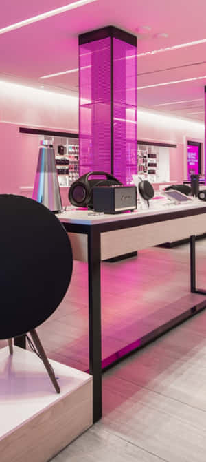 T Mobile Store Interior Pink Lighting Wallpaper