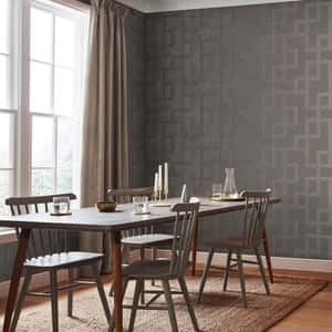 Table Set Up With Gilded Walls Wallpaper