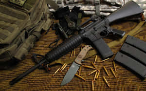 Tactical Rifleand Gear Setup Wallpaper