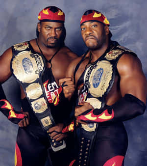 Tag Team Championswith Belts Wallpaper