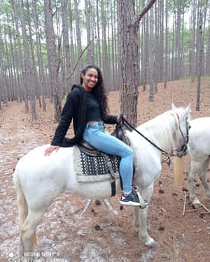 Taila Santos On White Horse Wallpaper