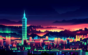 Taipei City Retro Vector Wallpaper