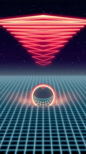 Take A Trip To The World Of Futuristic Nostalgia With This Vivid Vaporwave Iphone Wallpaper. Wallpaper