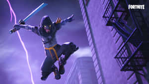 Take The Battle To New And Stylish Heights In Fortnite Purple Wallpaper