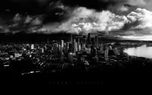 Tall Buildings In Seattle Black And White Wallpaper