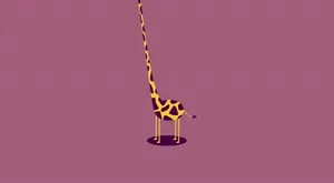 Tall Giraffe Art Deco Wallpaper