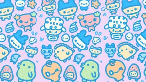 Tamagotchi Character Pattern Wallpaper