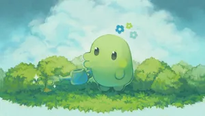 Tamagotchi Green Character Wallpaper