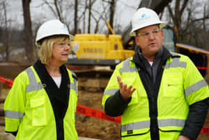 Tammy Baldwin With Hard Hat Wallpaper