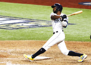 Tampa Bay Rays Outfielder Randy Arozarena In Mid-action Wallpaper