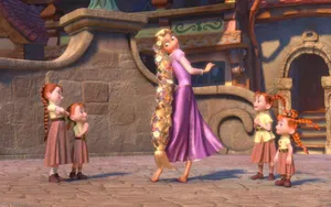 Tangled Rapunzel Playing With Kids Wallpaper