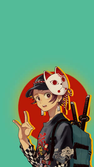 Tanjiro Kamado Fox Mask Illustration Wallpaper