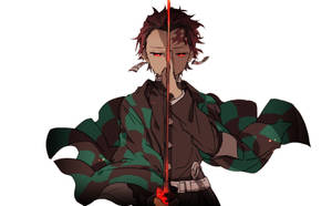 Tanjiro Of Akaza With Sword Wallpaper