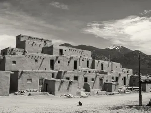 Taos Pueblo In Black And White Wallpaper