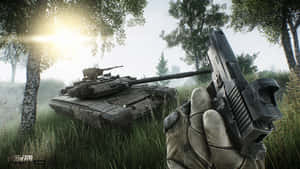 Tarkov_ Sunrise_ Tank_and_ Pistol Wallpaper