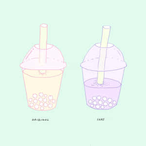 Taro And Original Cute Boba Tea Wallpaper