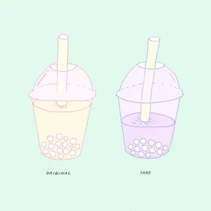 Taro And Original Cute Boba Tea Wallpaper