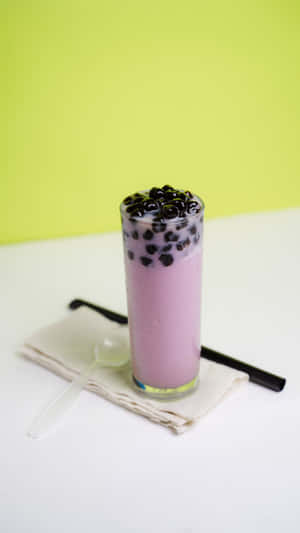 Taro Boba Teawith Pearls Wallpaper