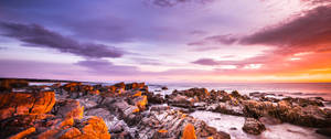 Tasmania Pink Sky Rocks Wallpaper