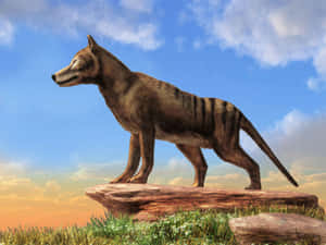 Tasmanian Tiger Standingon Rock Wallpaper