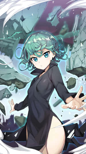 Tatsumaki Unleashing Her Powers In Action Wallpaper