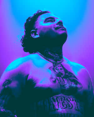 Tattooed Man Blue Hues Wallpaper