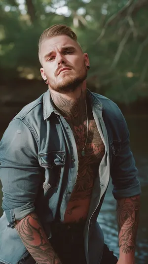 Tattooed Man Outdoor Portrait Wallpaper