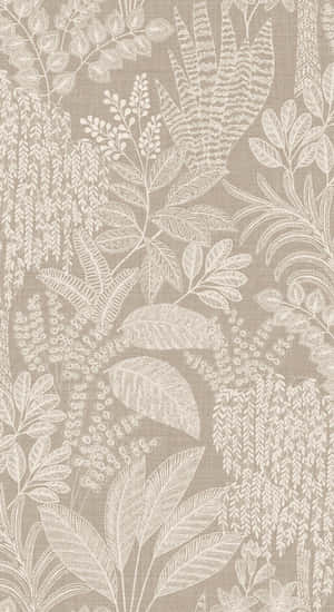 Taupe Botanical Pattern Wallpaper