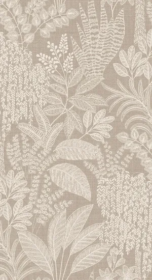 Taupe Botanical Pattern Wallpaper