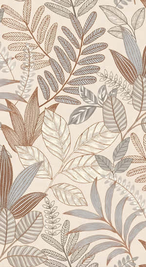Taupe Botanical Pattern Wallpaper