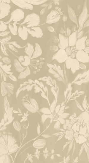 Taupe Floral Pattern Design Wallpaper