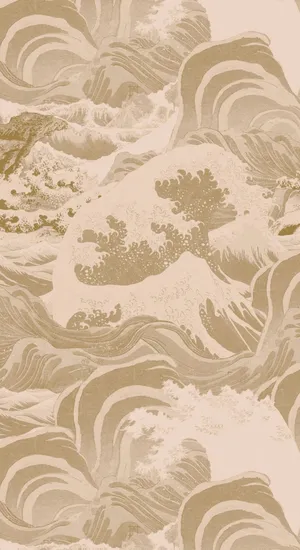 Taupe Ocean Wave Pattern Wallpaper
