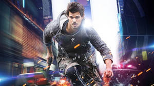 Taylor Lautner Caught In An Agile Moment Wallpaper